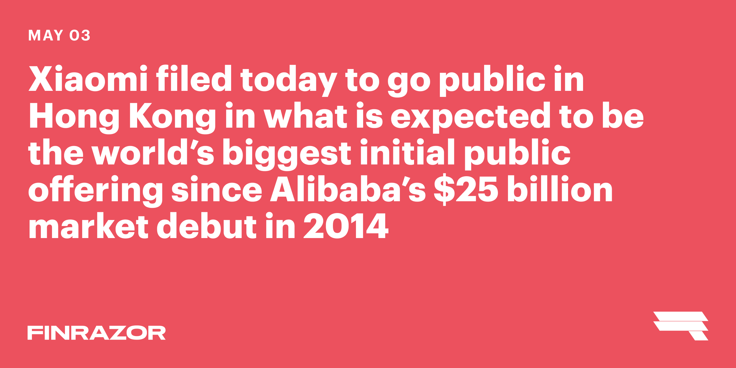 Xiaomi filed today to go public in Hong Kong